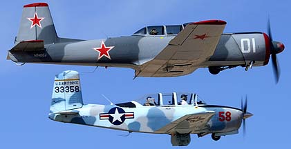 Beechcraft T-34A Mentor N6HK and Nanchang CJ-6A N740CJ, Copperstate Fly-in, October 26, 2013